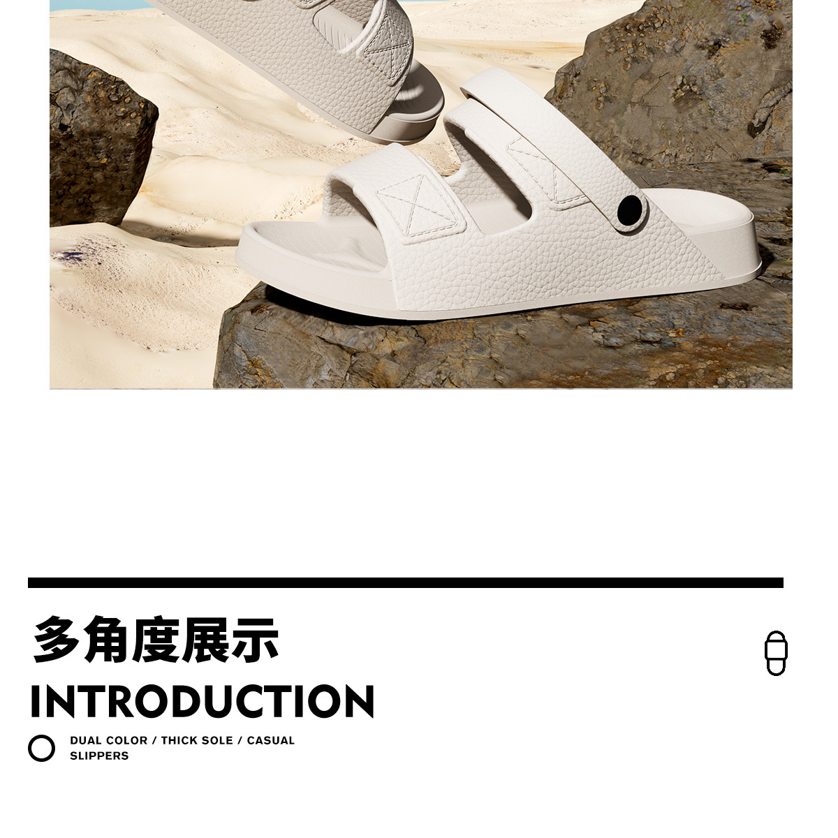 EVA Open Toe Slide Sandals for Men and Women, Non Slip Breathable Indoor Home Bathroom Slippers