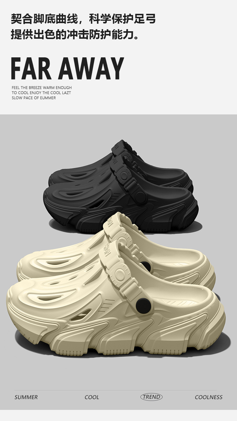 Men's EVA Clog Sandals with Closed Toe, Thick Sole Non-Slip Odor-Resistant Height Increasing Summer Beach Shoes