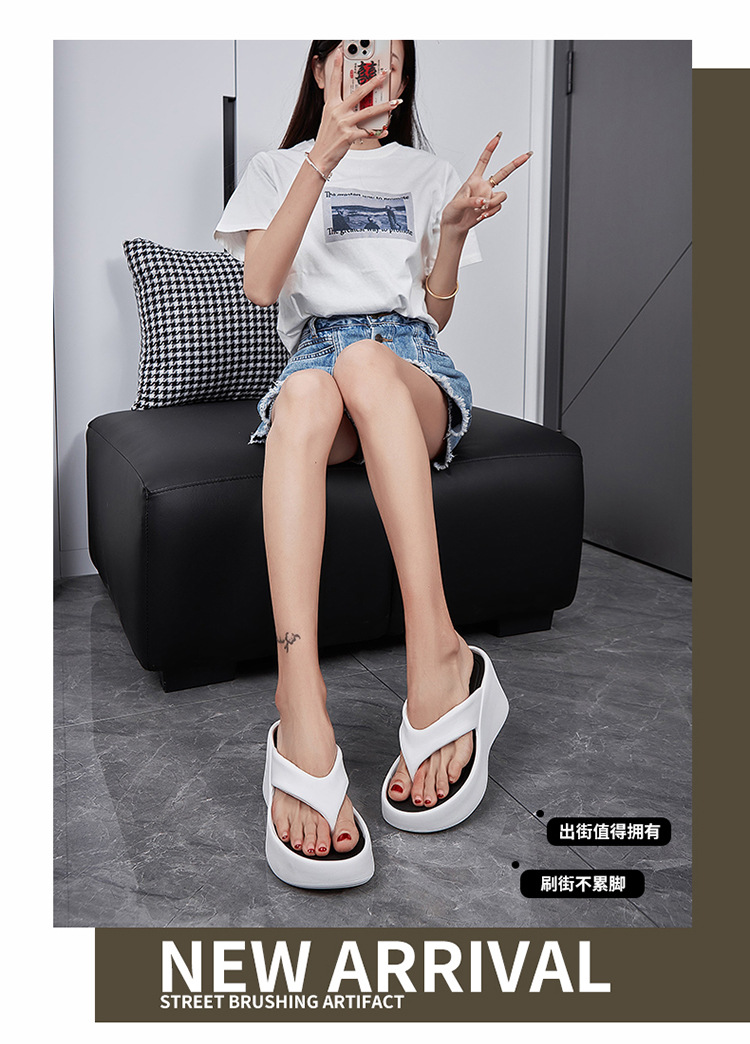 Women's Platform Flip Flops with High Heel, Non-Slip EVA Thick Sole Summer Beach Thong Sandals