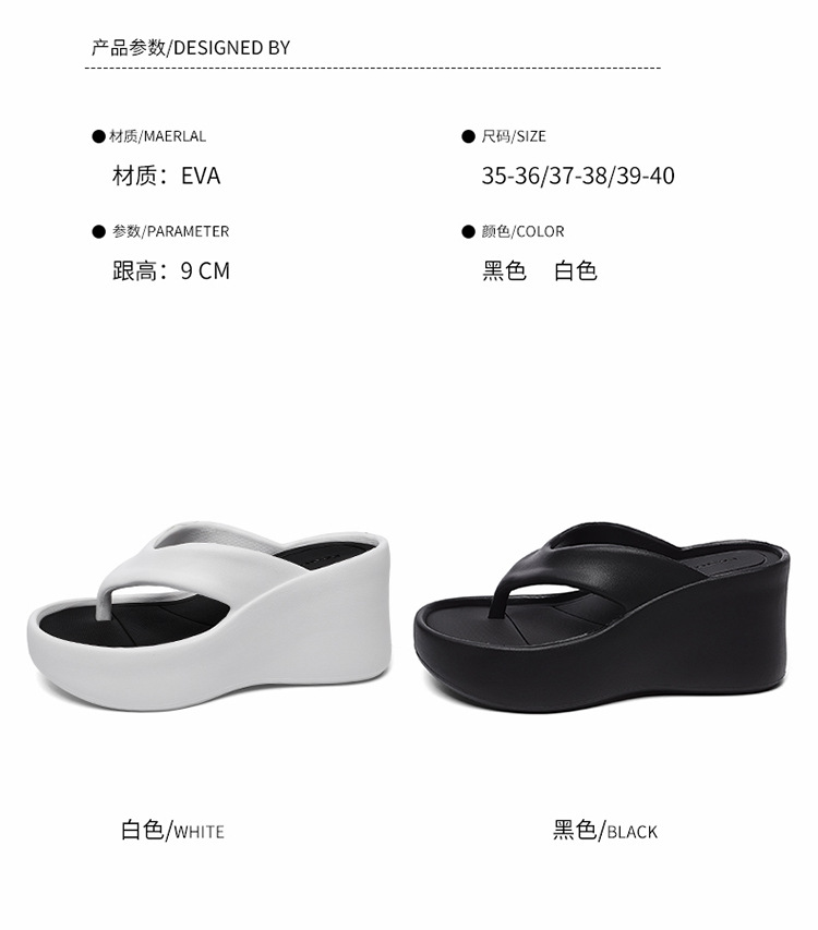 Women's Platform Flip Flops with High Heel, Non-Slip EVA Thick Sole Summer Beach Thong Sandals