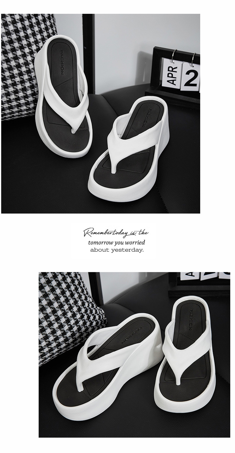 Women's Platform Flip Flops with High Heel, Non-Slip EVA Thick Sole Summer Beach Thong Sandals