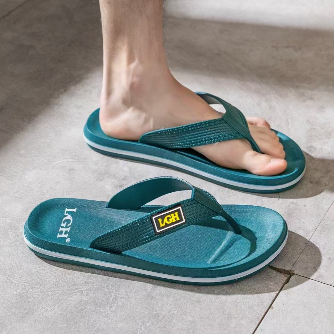 Men's PVC Flip Flops Casual Open Toe Thong Sandals for Home and Beach