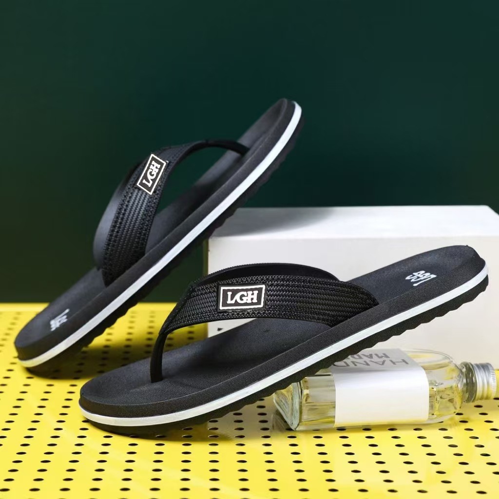 Men's PVC Flip Flops Casual Open Toe Thong Sandals for Home and Beach