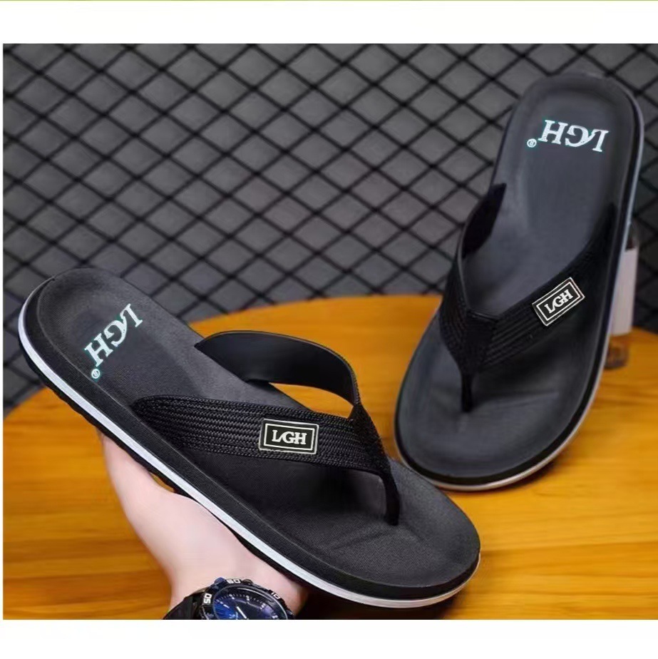 Men's PVC Flip Flops Casual Open Toe Thong Sandals for Home and Beach