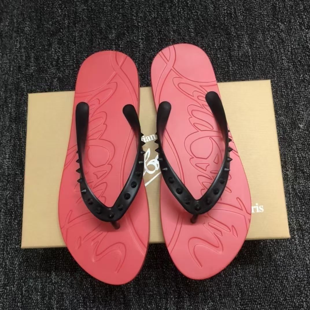 LTTL Men Women Flip Flops with Rivets, Graffiti EVA PVC Non-Slip Beach Sandals