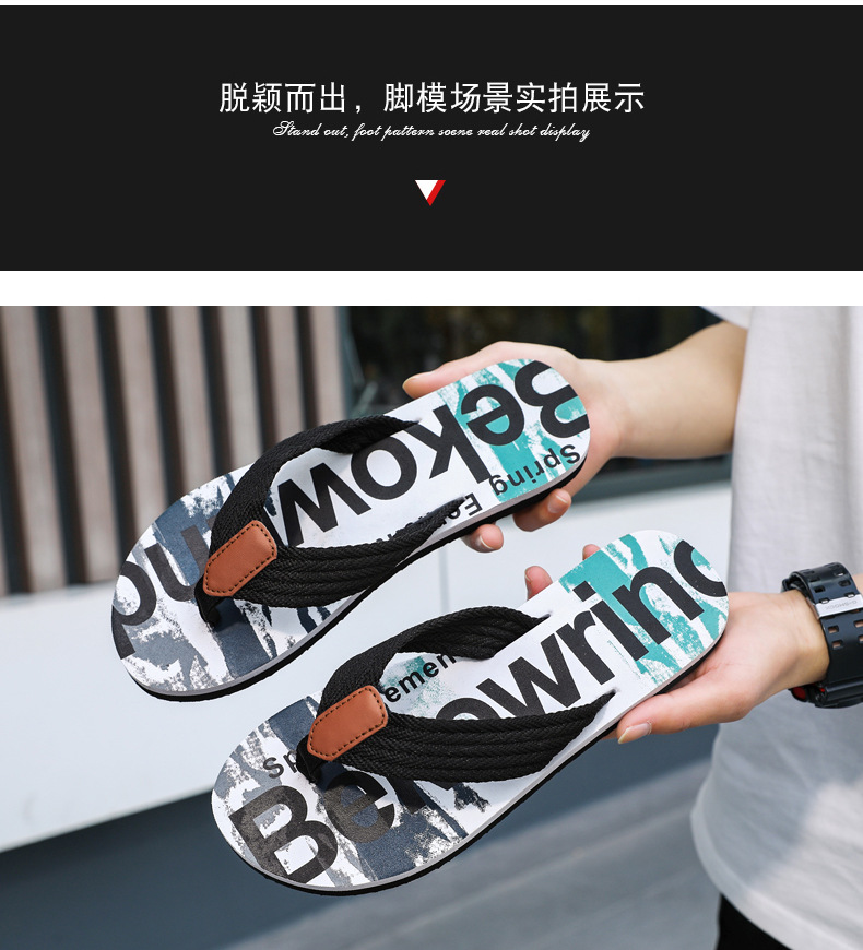 Men's Flip Flops Summer Outdoor Non-Slip Wear-Resistant Rubber Thong Sandals