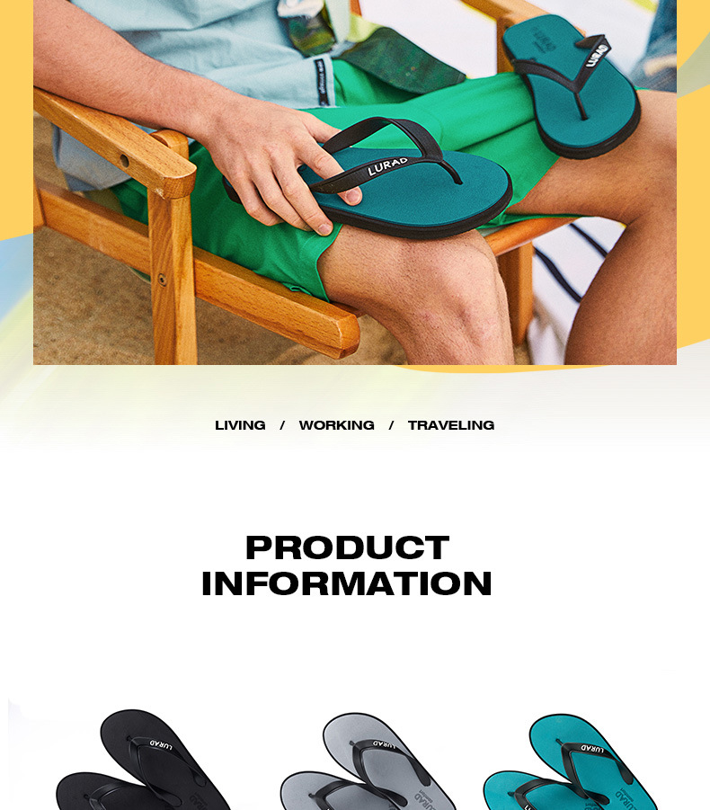 Men's Flip Flops Summer Beach Sandals, Non-Slip Casual Thong Slippers for Adults