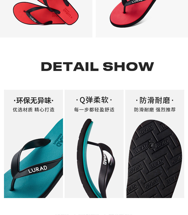 Men's Flip Flops Summer Beach Sandals, Non-Slip Casual Thong Slippers for Adults