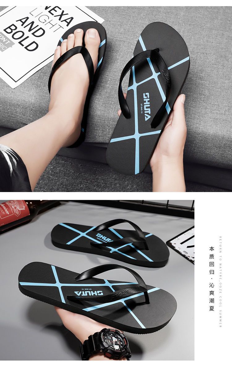 Men's PVC Flip Flops Non-Slip Soft Sole Quick-Dry Breathable Thong Sandals for Beach and Daily Wear