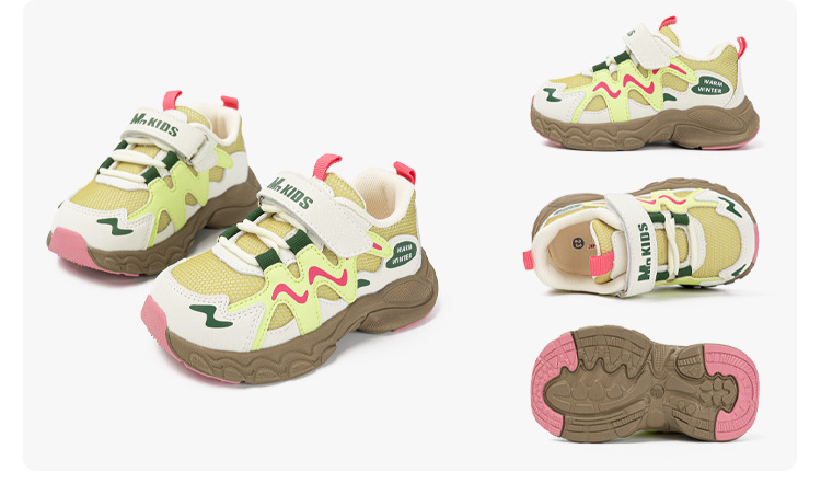 Jimixiong Kids Sneakers Breathable Lightweight EVA Sole Hook-and-Loop Casual Shoes for Toddlers and Children