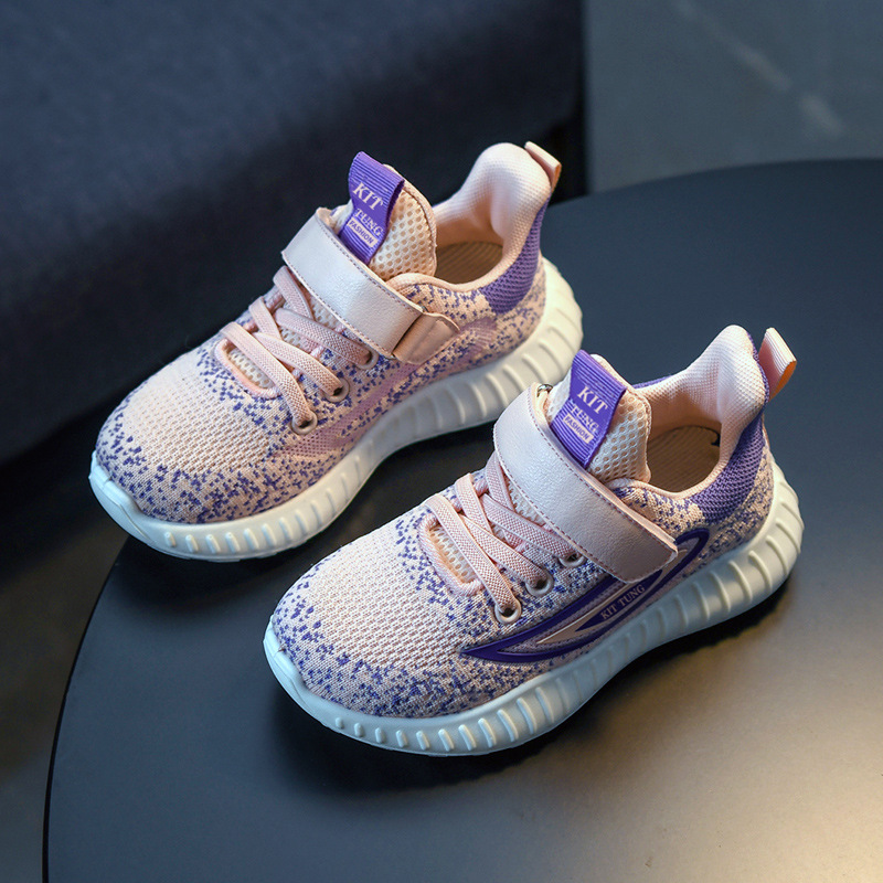 Kids Breathable Knit Sneakers, Lightweight Soft Sole Athletic Shoes for Boys and Girls