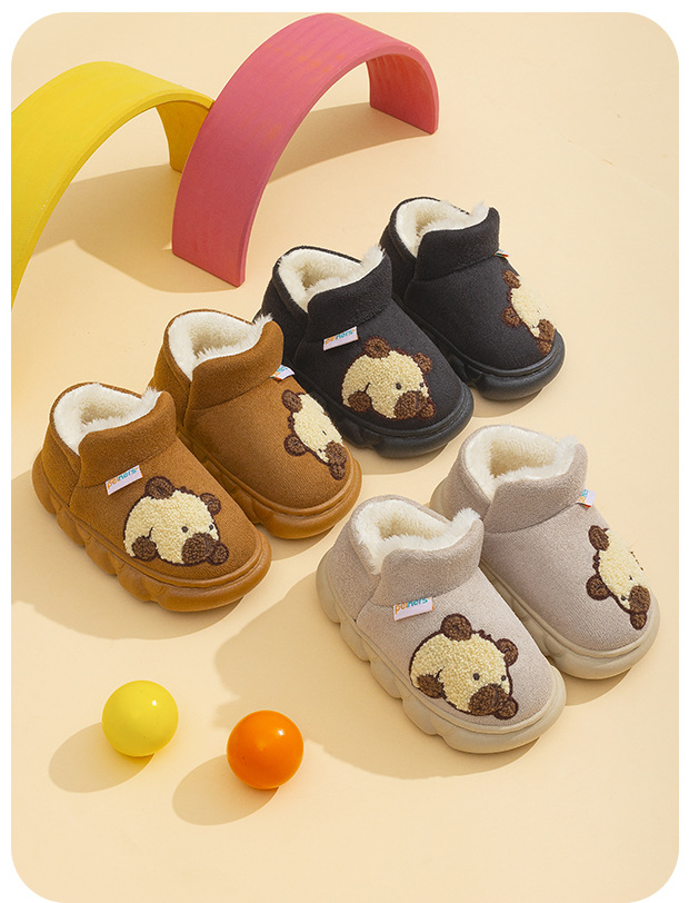 Kids Winter Snow Boots with Fleece Lining, Thick Warm Cartoon Soft Sole Non-Slip Shoes for Boys and Girls