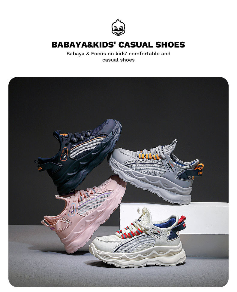 BABAYA Boys Breathable Knit Slip-On Running Shoes for Spring and Autumn