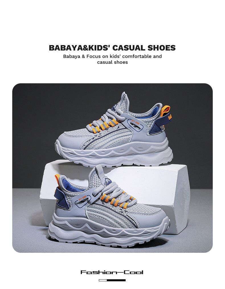 BABAYA Boys Breathable Knit Slip-On Running Shoes for Spring and Autumn