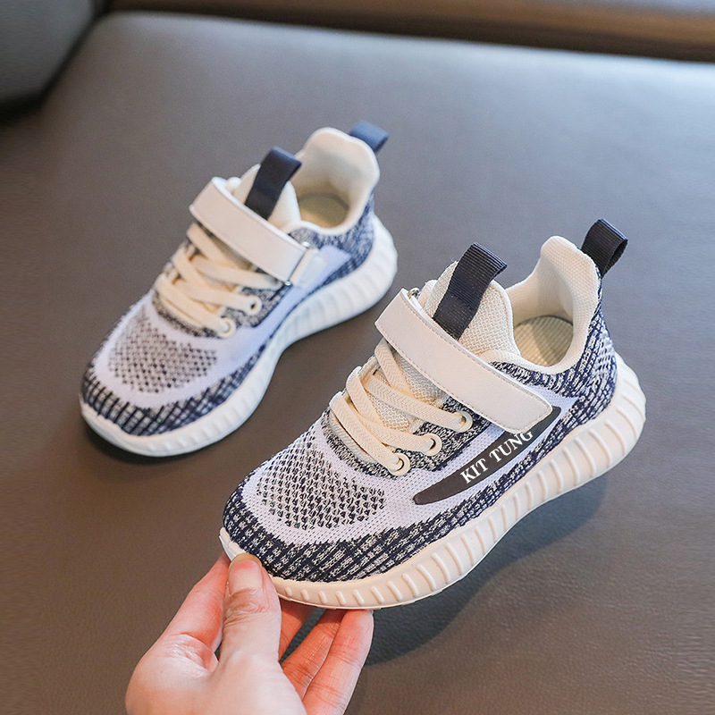 Kids Breathable Knit Sneakers Lightweight Slip-On Shoes for Boys and Girls