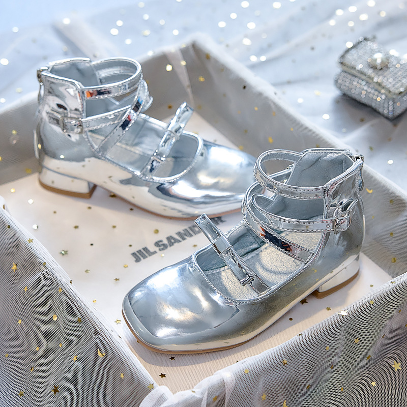 Girls High Heel Princess Shoes with Bow, PU Mary Jane Ballet Flats for Kids, Spring Autumn