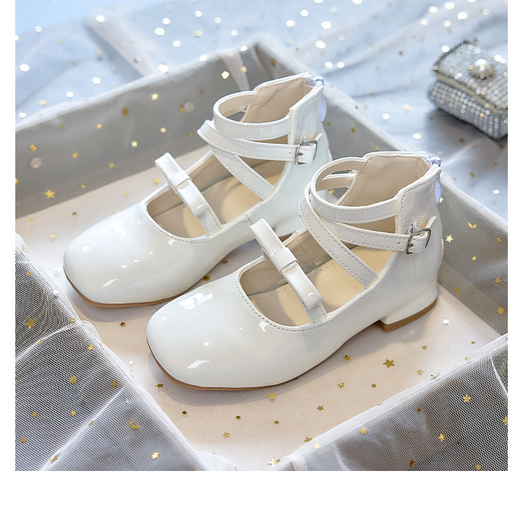 Girls High Heel Princess Shoes with Bow, PU Mary Jane Ballet Flats for Kids, Spring Autumn