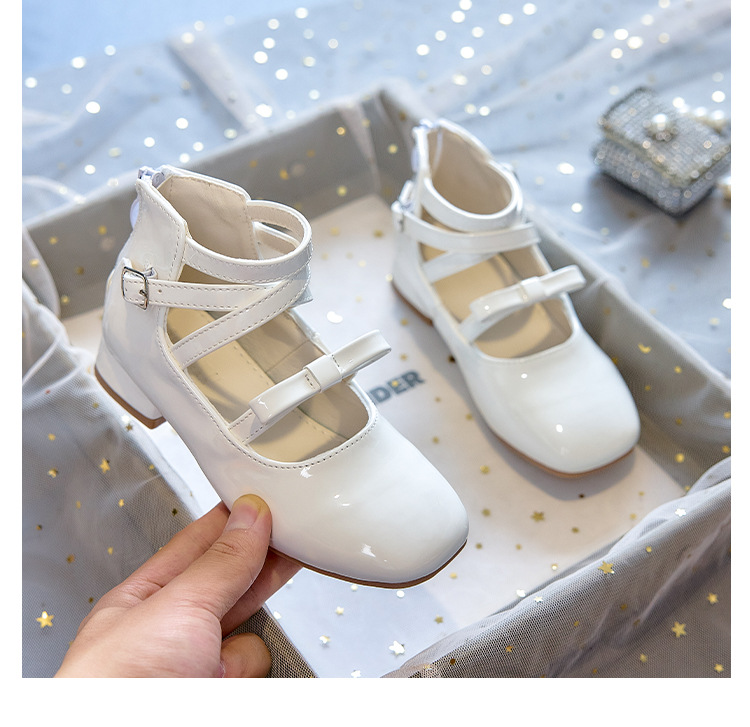 Girls High Heel Princess Shoes with Bow, PU Mary Jane Ballet Flats for Kids, Spring Autumn