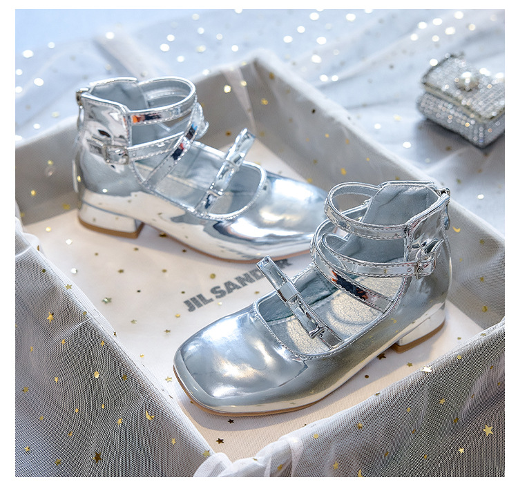 Girls High Heel Princess Shoes with Bow, PU Mary Jane Ballet Flats for Kids, Spring Autumn