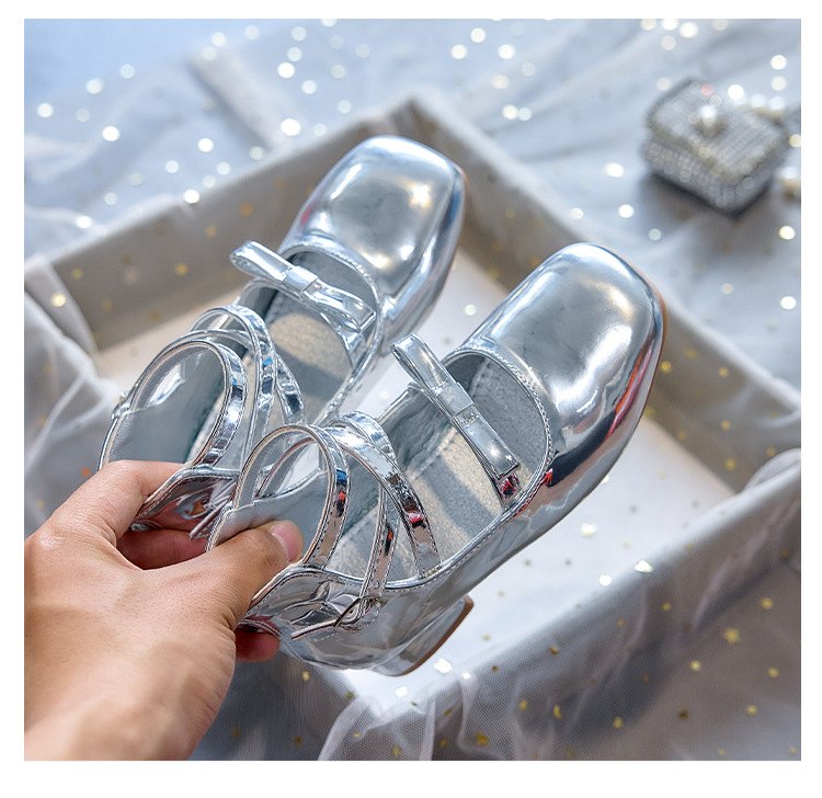 Girls High Heel Princess Shoes with Bow, PU Mary Jane Ballet Flats for Kids, Spring Autumn