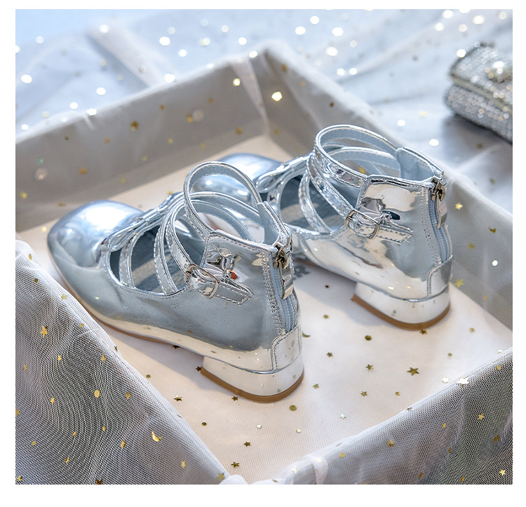 Girls High Heel Princess Shoes with Bow, PU Mary Jane Ballet Flats for Kids, Spring Autumn