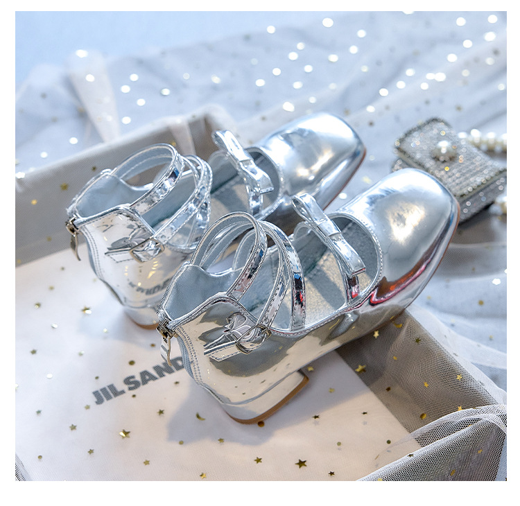 Girls High Heel Princess Shoes with Bow, PU Mary Jane Ballet Flats for Kids, Spring Autumn