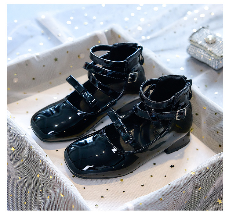 Girls High Heel Princess Shoes with Bow, PU Mary Jane Ballet Flats for Kids, Spring Autumn