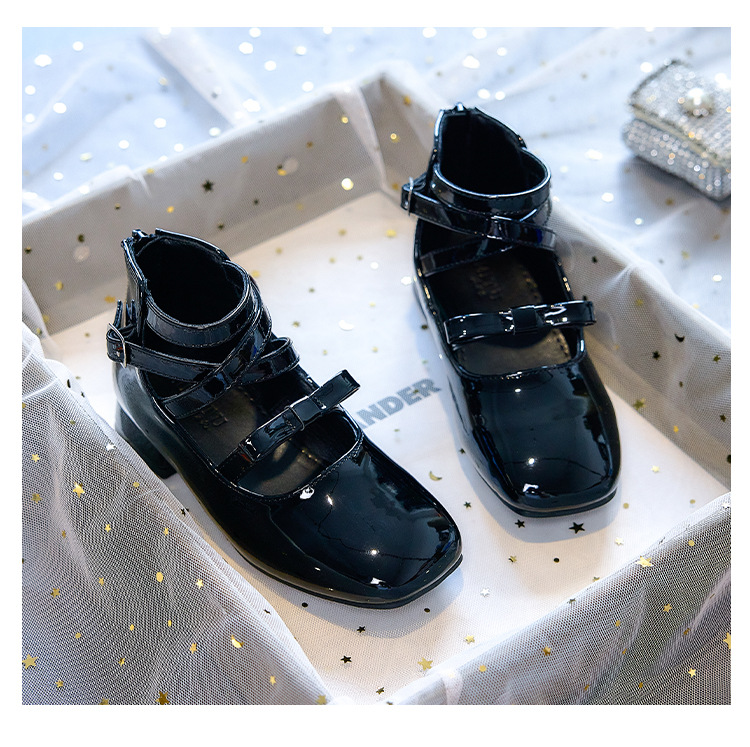 Girls High Heel Princess Shoes with Bow, PU Mary Jane Ballet Flats for Kids, Spring Autumn
