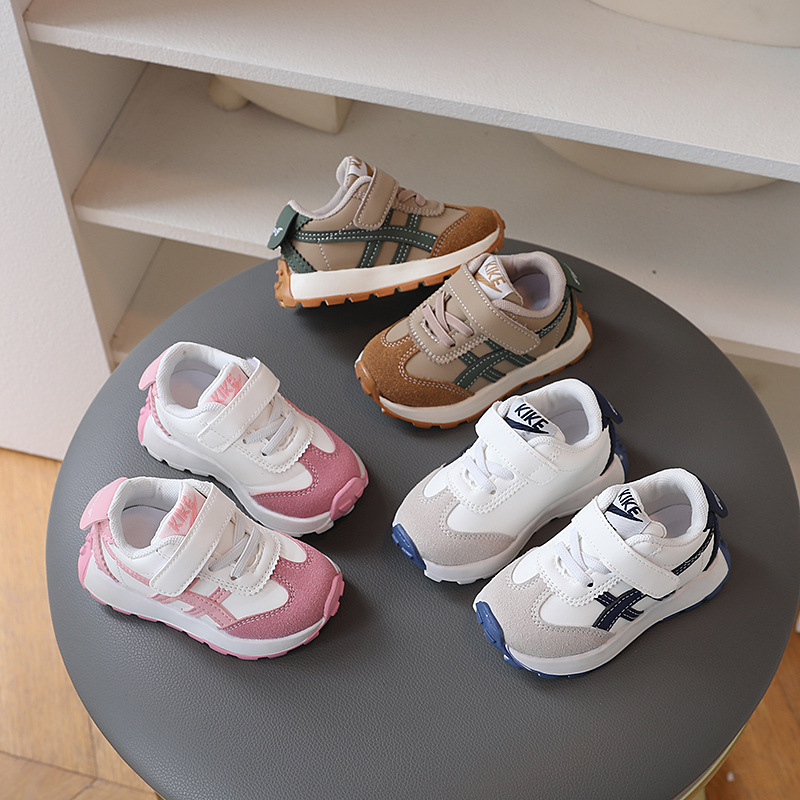 Kids Lightweight Non-Slip Sneakers for Boys and Girls 1-5 Years, Faux Leather Casual Shoes