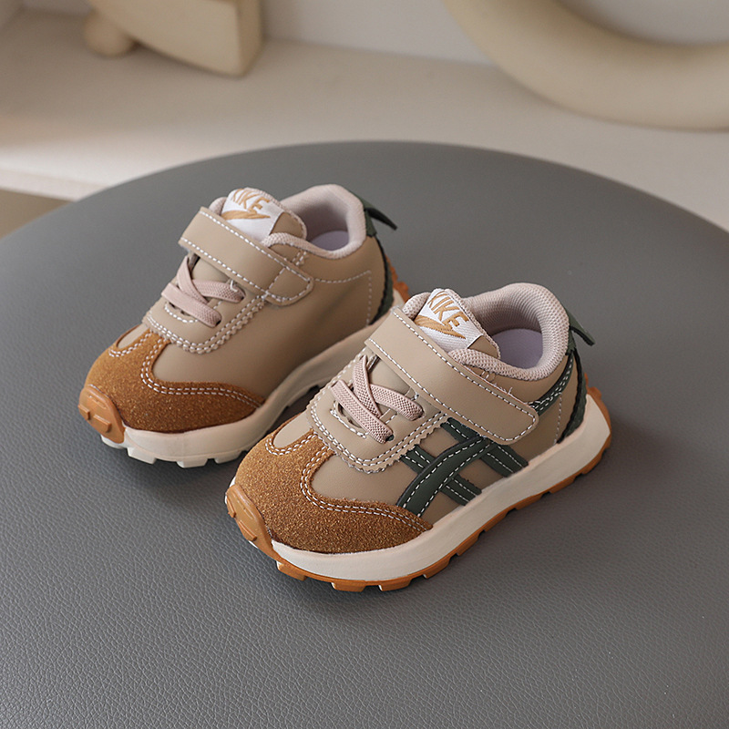 Kids Lightweight Non-Slip Sneakers for Boys and Girls 1-5 Years, Faux Leather Casual Shoes