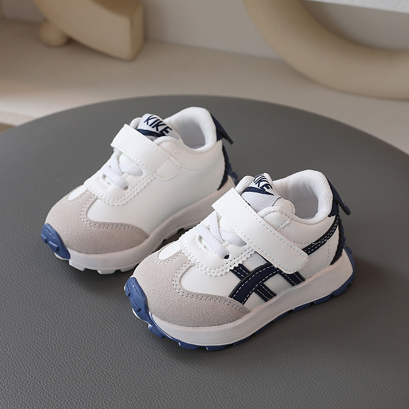 Kids Lightweight Non-Slip Sneakers for Boys and Girls 1-5 Years, Faux Leather Casual Shoes