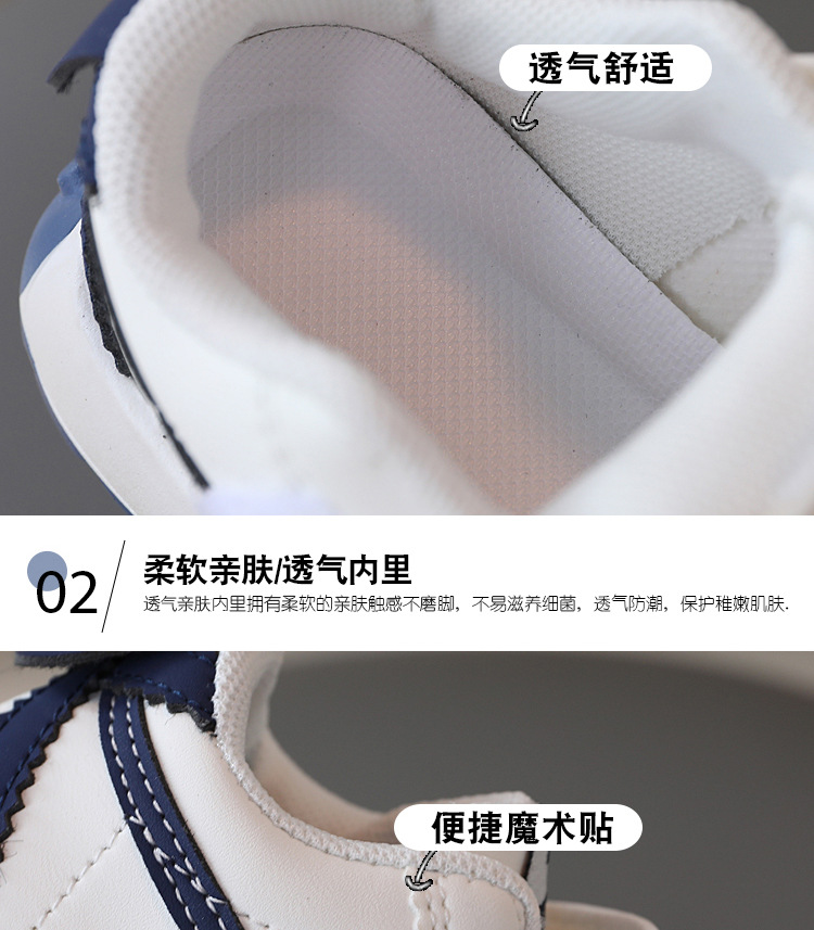 Kids Lightweight Non-Slip Sneakers for Boys and Girls 1-5 Years, Faux Leather Casual Shoes