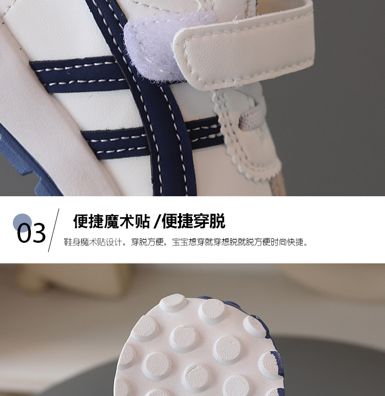 Kids Lightweight Non-Slip Sneakers for Boys and Girls 1-5 Years, Faux Leather Casual Shoes