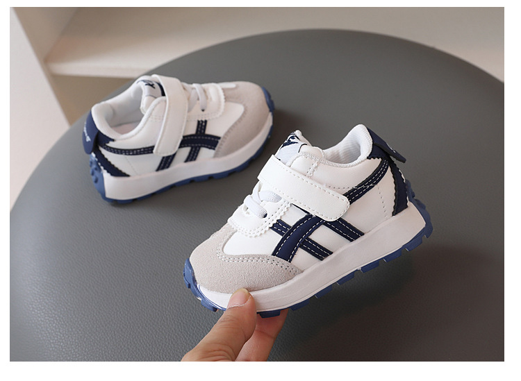 Kids Lightweight Non-Slip Sneakers for Boys and Girls 1-5 Years, Faux Leather Casual Shoes