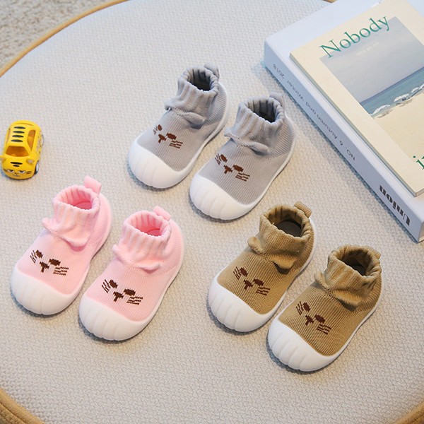 Toddler Sock Shoes for 1-3 Years, Cotton Knit Slip-On Baby Walking Shoes for Indoor and Outdoor