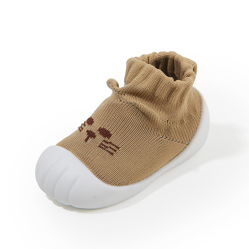 Toddler Sock Shoes for 1-3 Years, Cotton Knit Slip-On Baby Walking Shoes for Indoor and Outdoor