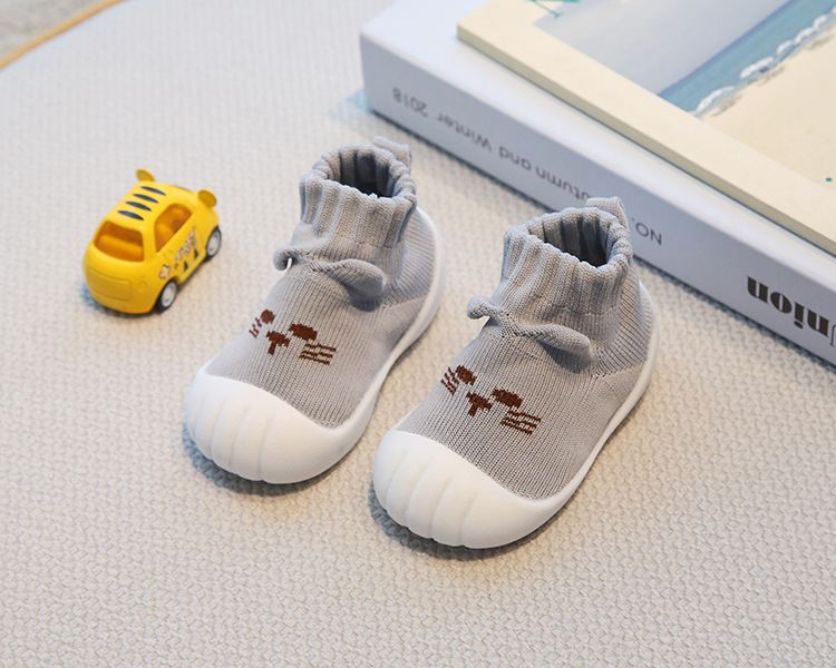 Toddler Sock Shoes for 1-3 Years, Cotton Knit Slip-On Baby Walking Shoes for Indoor and Outdoor