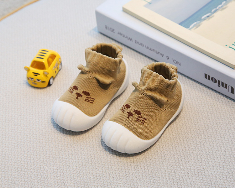Toddler Sock Shoes for 1-3 Years, Cotton Knit Slip-On Baby Walking Shoes for Indoor and Outdoor
