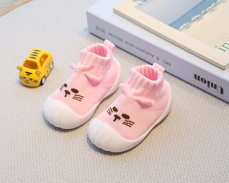 Toddler Sock Shoes for 1-3 Years, Cotton Knit Slip-On Baby Walking Shoes for Indoor and Outdoor