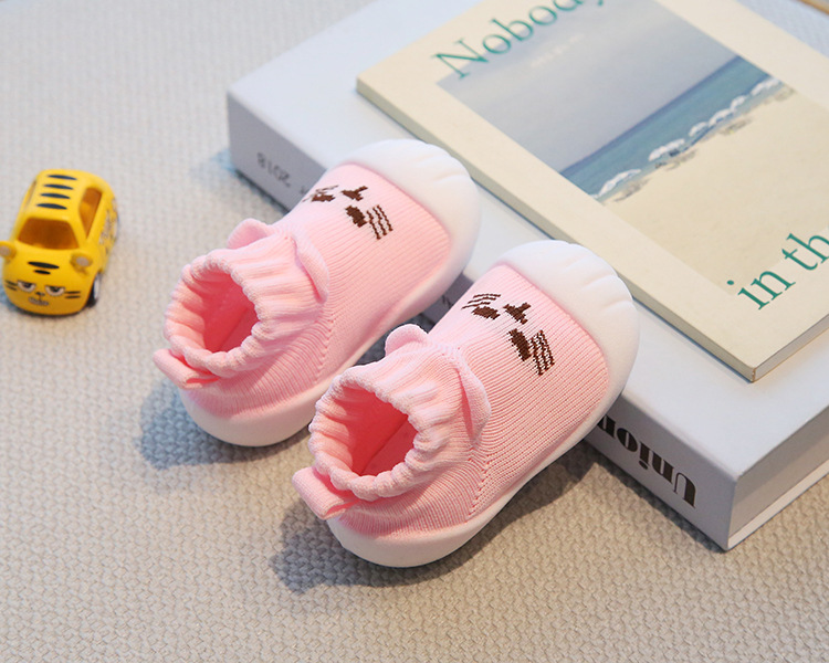Toddler Sock Shoes for 1-3 Years, Cotton Knit Slip-On Baby Walking Shoes for Indoor and Outdoor