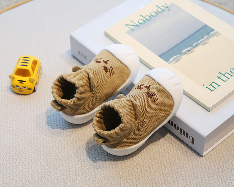 Toddler Sock Shoes for 1-3 Years, Cotton Knit Slip-On Baby Walking Shoes for Indoor and Outdoor