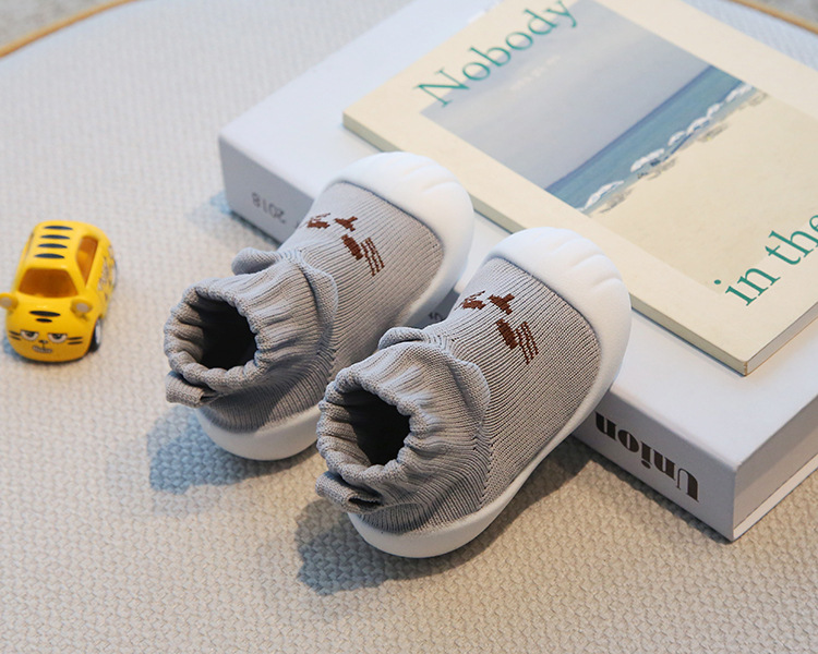 Toddler Sock Shoes for 1-3 Years, Cotton Knit Slip-On Baby Walking Shoes for Indoor and Outdoor