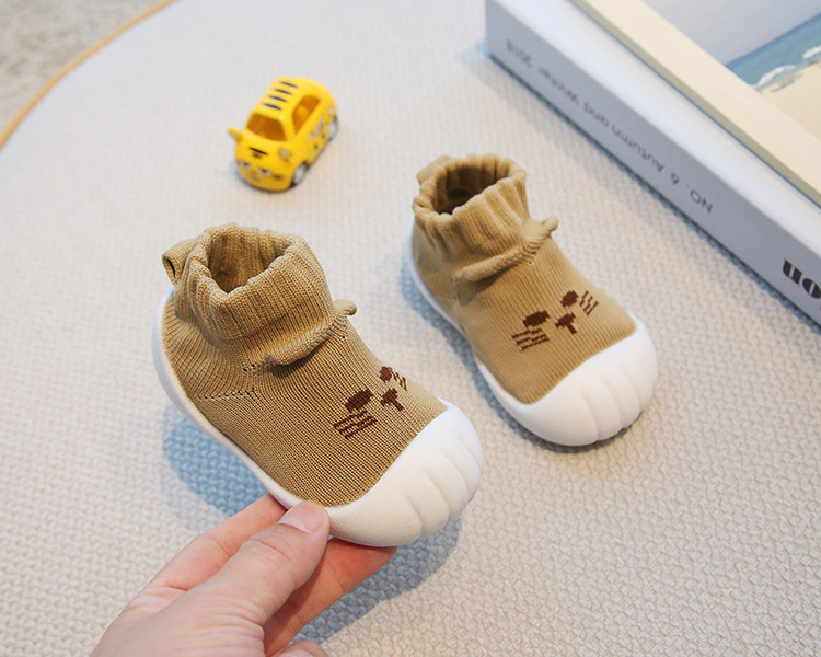 Toddler Sock Shoes for 1-3 Years, Cotton Knit Slip-On Baby Walking Shoes for Indoor and Outdoor