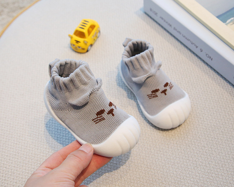 Toddler Sock Shoes for 1-3 Years, Cotton Knit Slip-On Baby Walking Shoes for Indoor and Outdoor