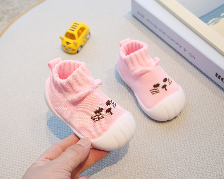Toddler Sock Shoes for 1-3 Years, Cotton Knit Slip-On Baby Walking Shoes for Indoor and Outdoor