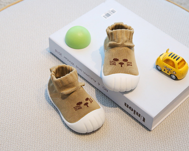 Toddler Sock Shoes for 1-3 Years, Cotton Knit Slip-On Baby Walking Shoes for Indoor and Outdoor