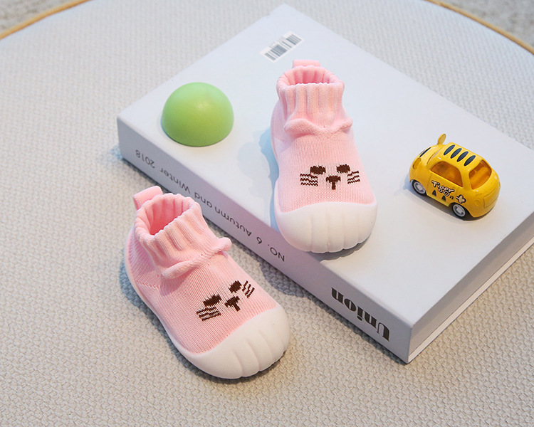 Toddler Sock Shoes for 1-3 Years, Cotton Knit Slip-On Baby Walking Shoes for Indoor and Outdoor