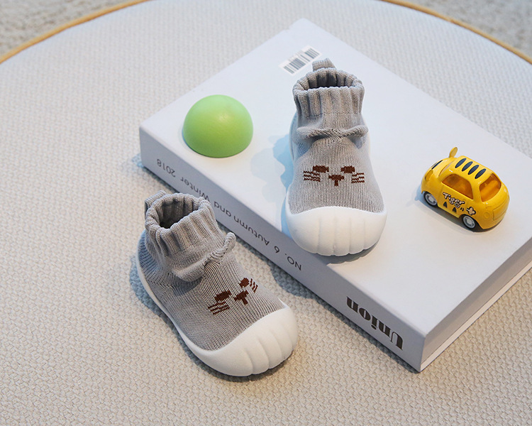 Toddler Sock Shoes for 1-3 Years, Cotton Knit Slip-On Baby Walking Shoes for Indoor and Outdoor