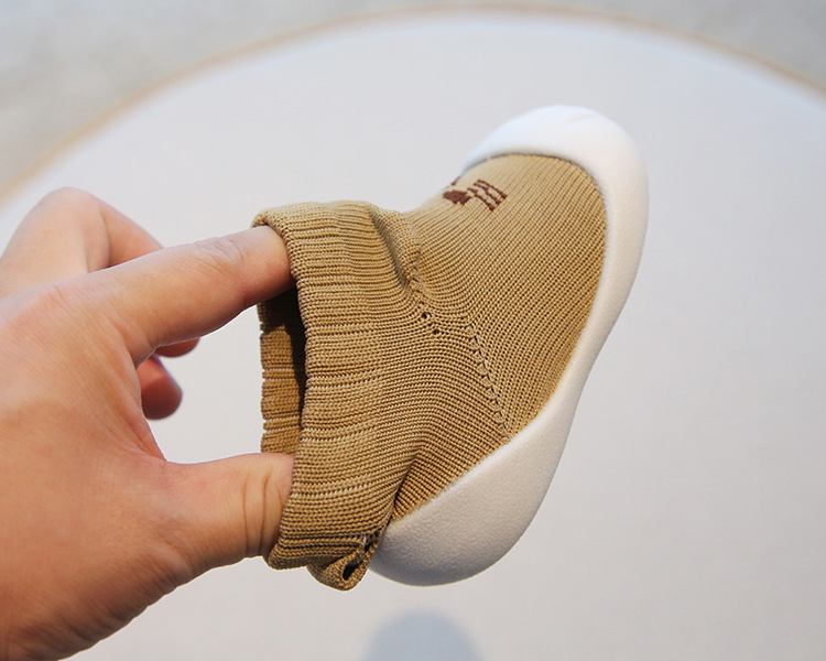Toddler Sock Shoes for 1-3 Years, Cotton Knit Slip-On Baby Walking Shoes for Indoor and Outdoor