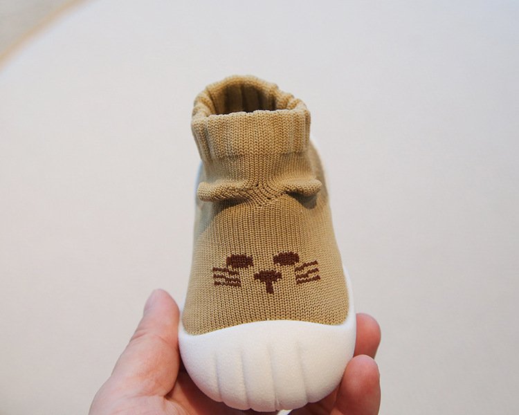 Toddler Sock Shoes for 1-3 Years, Cotton Knit Slip-On Baby Walking Shoes for Indoor and Outdoor